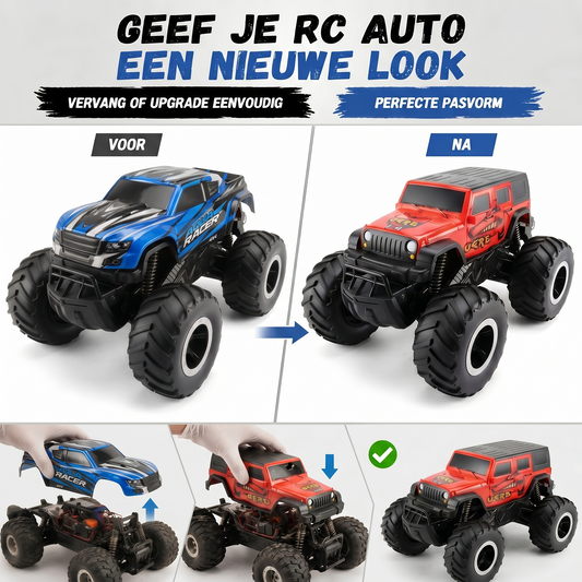 Lava Monster Cover voor Aqua RC Auto – Stoere Rode Monsterlook voor Land & Water