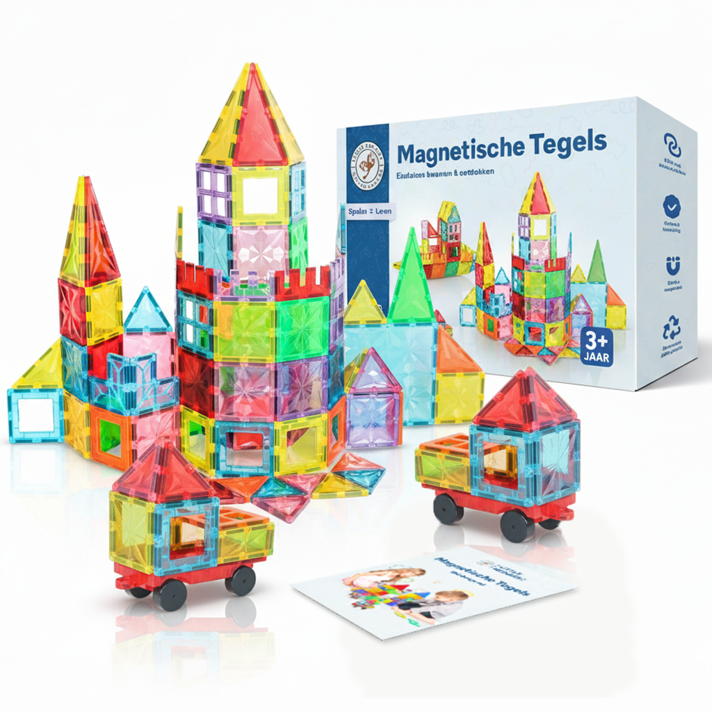 Little Monkeez set met 120 kleurrijke magnetische tegels