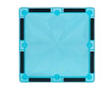 Vierkantig transparant blauw icoon met afgeronde hoeken en zichtbare verbindingspunten voor digitale interface.