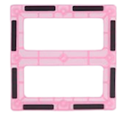 Roze rechthoekig frame met afgeronde hoeken en zwarte details, geschikt als generiek interface-element of markeringspunt.