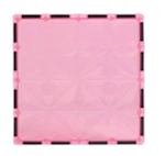 Roze vierkante indicator met zwart gearceerde hoeken en een zacht afgerond frame als generiek interface-element.